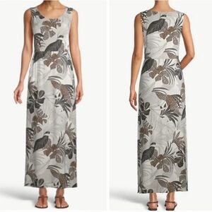 NWT Chico's Size 2 (Large) Sleeveless Maxi Dress Tropical Palm Print Stretchy